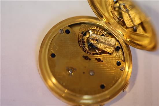 An Edwardian 18ct gold half hunter chronograph? pocket watch by Edwards & Brookes, Macclesfield,